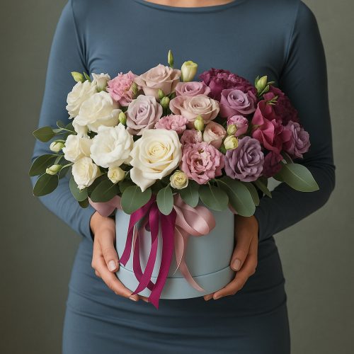 Цветы в коробке «Романтика Прованса»